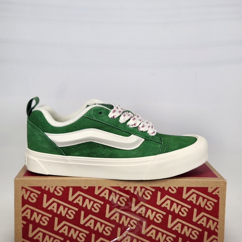 Vans Knu Skool Sneakers Women Size 7.0 Floral Laces Fairway Green Suede Low Top